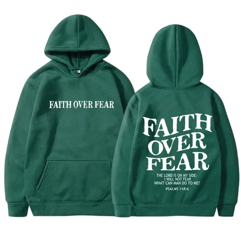 

FAITH OVER FEAR Print Hoodies For Men Women Casual Long Sleeve Hooded Sweatshirts Harajuku Hoodie Y2k Men Tops Hoodie