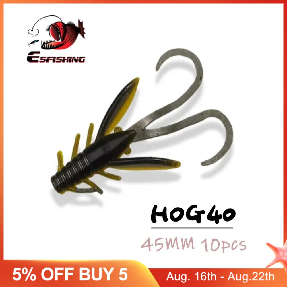 

ESFISHING Soft Plactics Bait HOG40 45mm0.8g Shrimp Crawfish Injected Scents Salts Pesca Ice Mini Fishing Lure Tackle