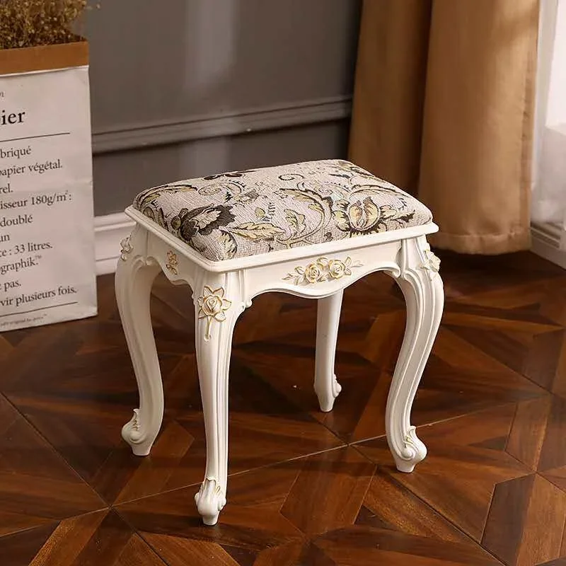 American makeup chair European dresser stool Chinese classical home small square stool Guzheng piano stool single antique