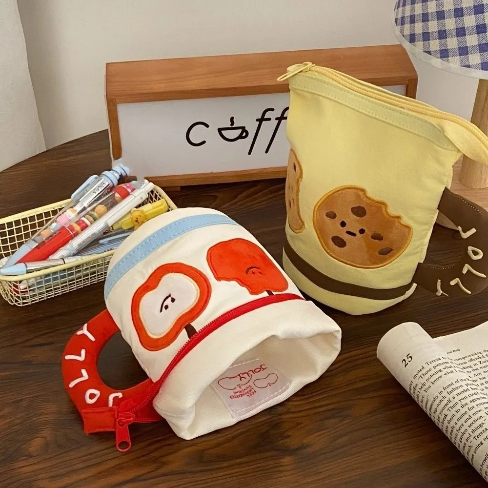 

Desktop Storage Cartoon Stationery Bag Water Cup Shape Cookies Fruits Korean Style Pencil Case Aesthetic Large Capacity