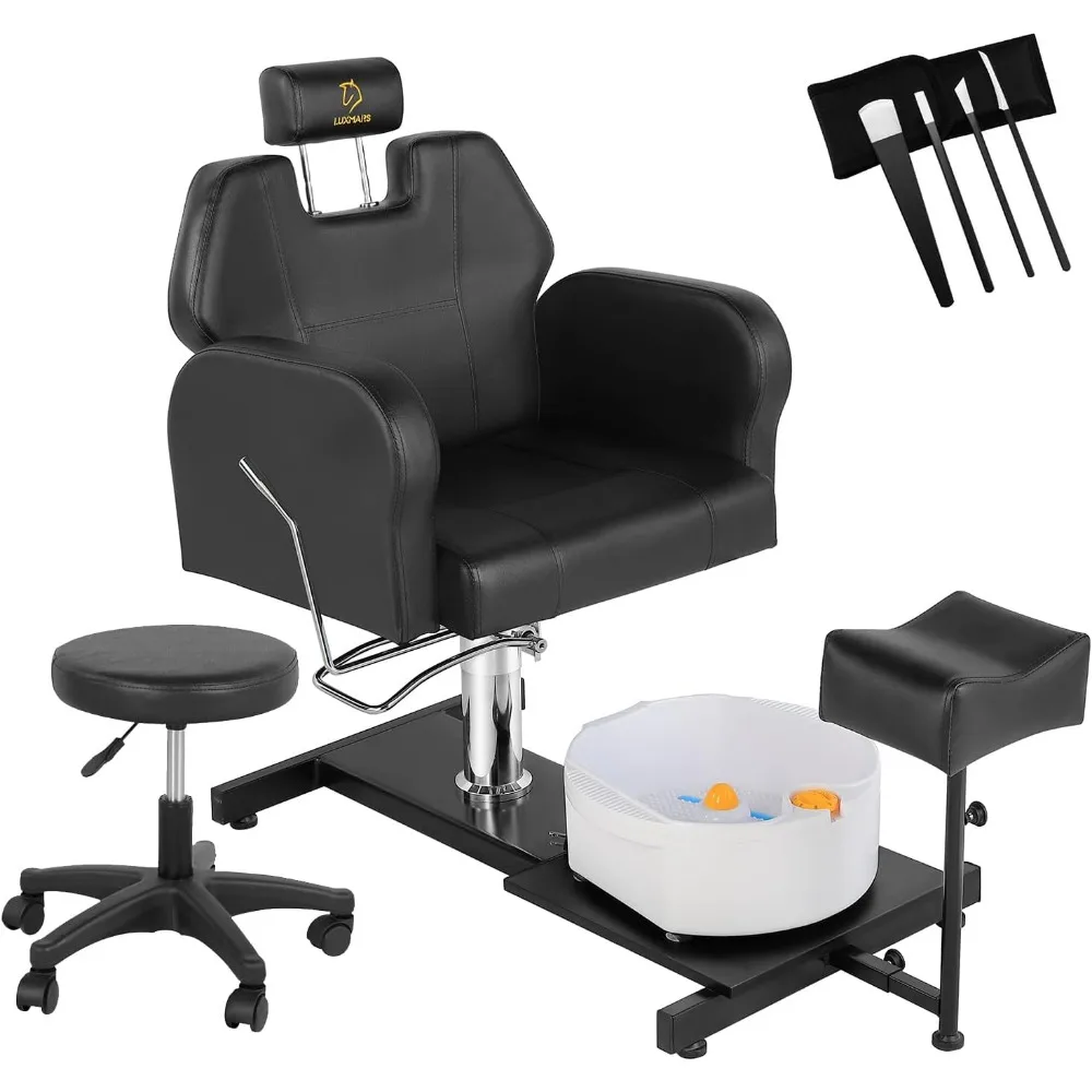 

Pedicure Chair with Stool Massage Foot Bath Hydraulic Pedi Chair for Foot Bath Pedicure Chair 360° Rotation, Height Adjustable