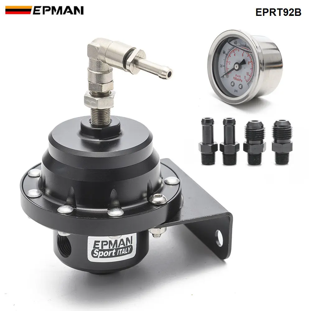 Epman Sport Universal Adjustable Fuel Pressure Regulator Oil Gauge AN6 1/8NPT Fitting EPRT92B