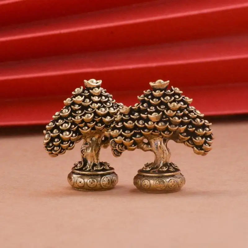 【1 Stück Glücksbaum aus Messing, Retro-Ornament, Topfpflanze, Barrenbaum, Dekoration für Zuhause, Wohnzimmer, Schreibtisch, Skulptur】