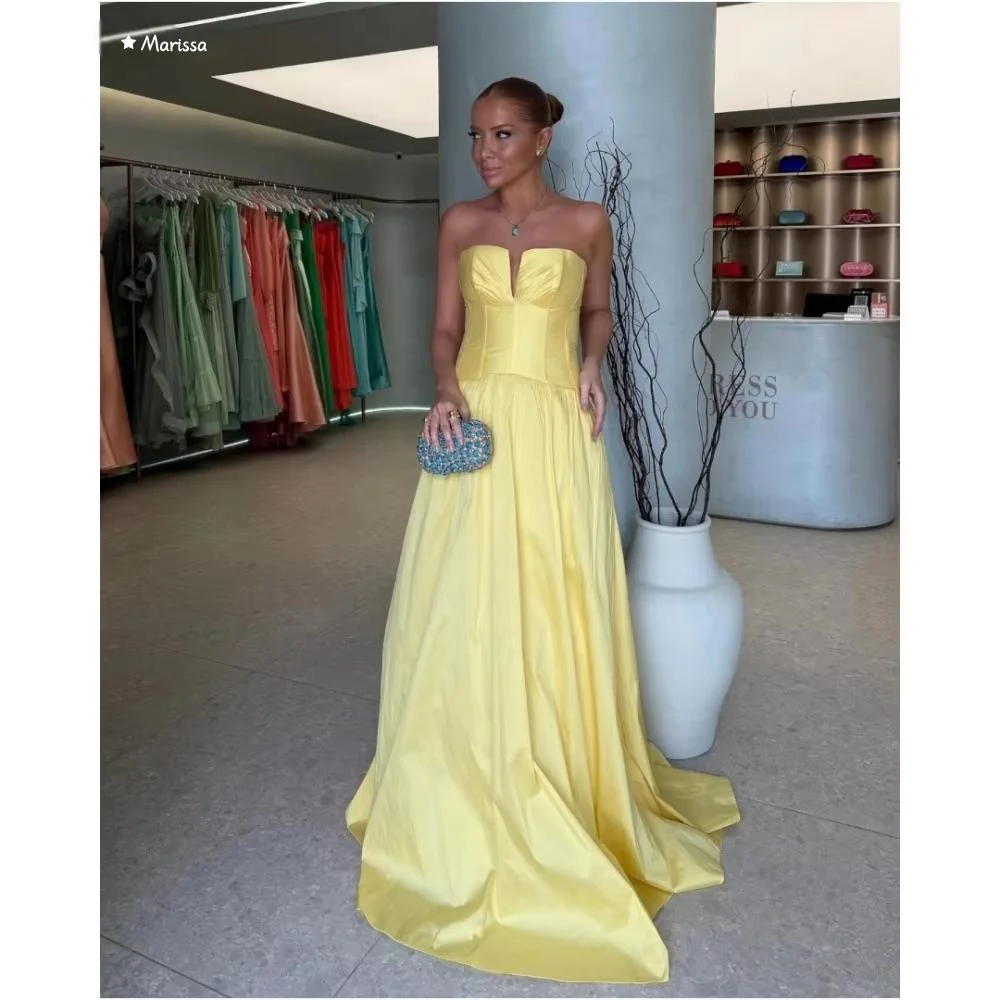 ماريسا فستان سهرة مصنوع حسب الطلب فساتين أنيقة خط فساتين نسائية أنيقة لحفلات الزفاف فستان ستان لامع للحفلات الراقصة 2025 طويل