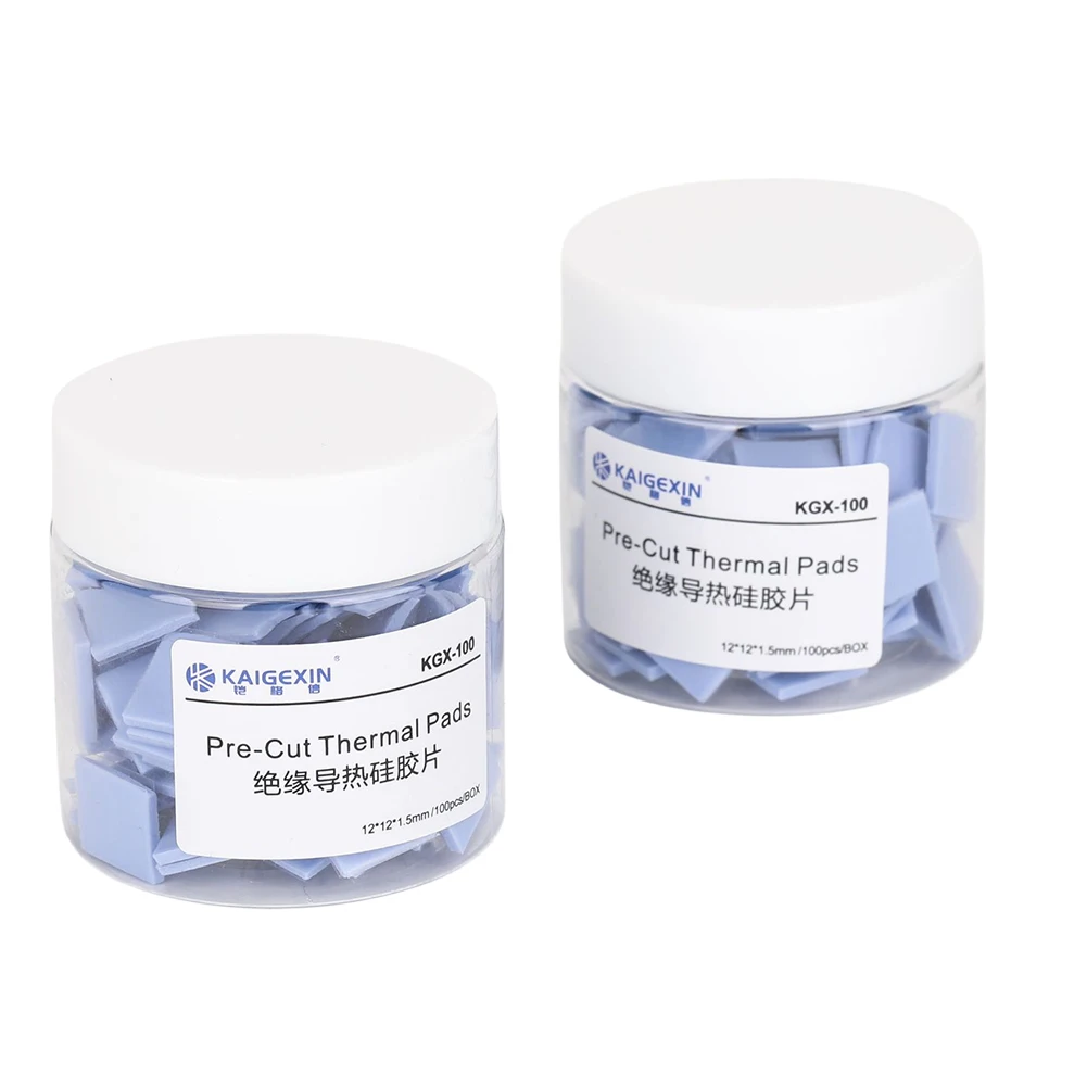 Silicone graxa térmica Pad, condutora, resistente ao calor, dissipação de calor rápido, GPU CPU Repair, 12x12x1,5 milímetros, 100pcs