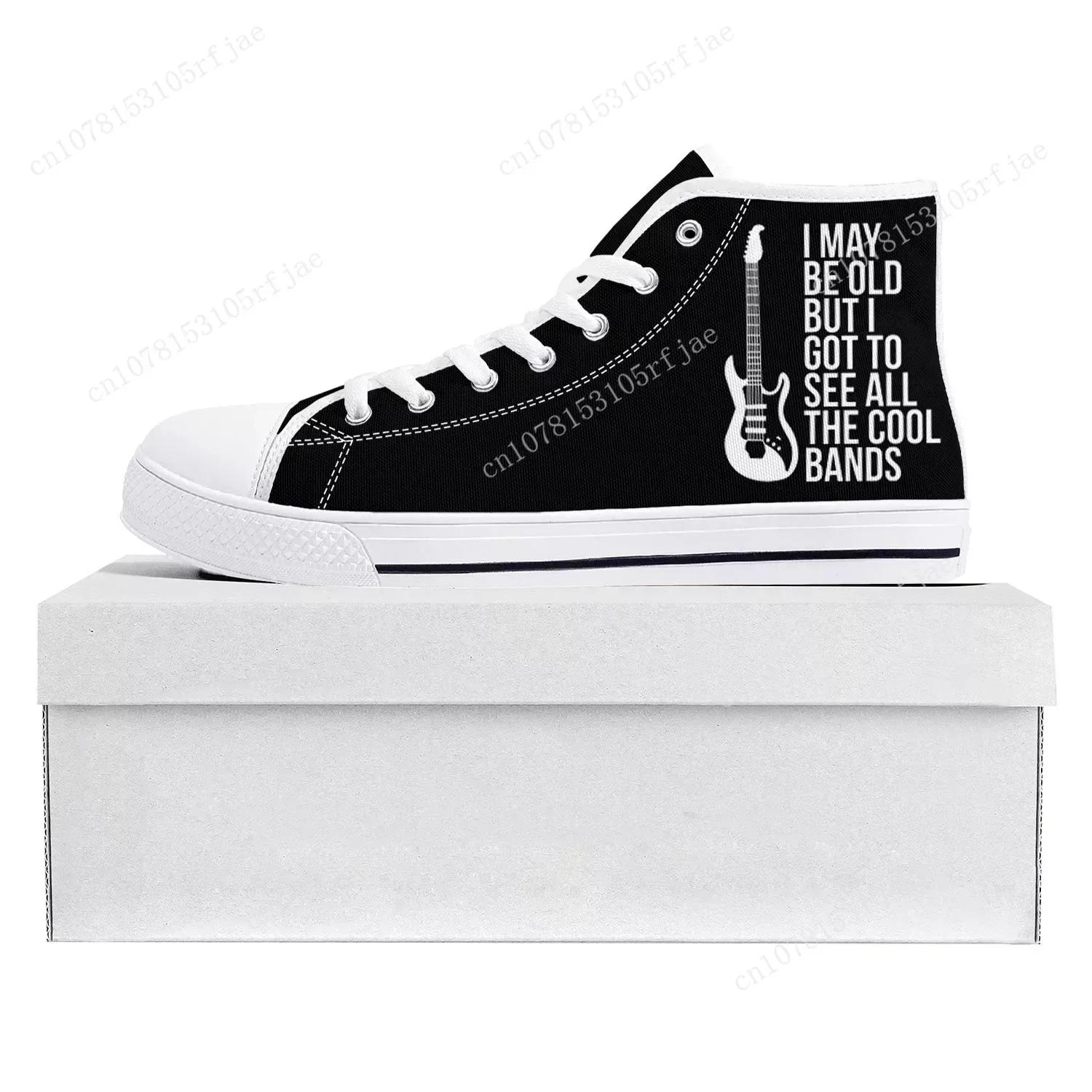 

I May Be Old But I Got Bands High Top High Quality Sneakers Mens Womens Teenager Canvas Sneaker Casual Couple Shoes Custom Shoe