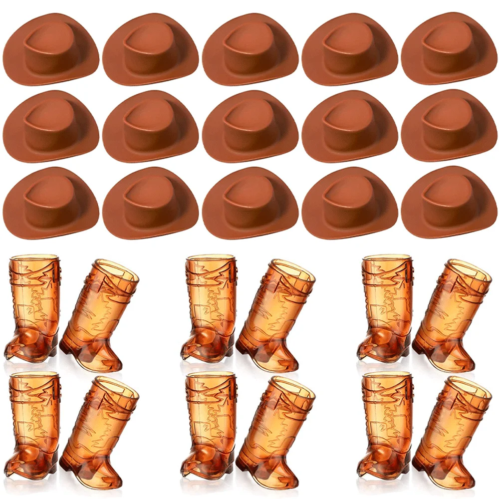 27Pcs Mini Plastic Cowboy Boot Glasses Cowboy Hat Western Cowgirl Party Supplies Bridal Shower Wedding Bachelor Party Decoration view 3