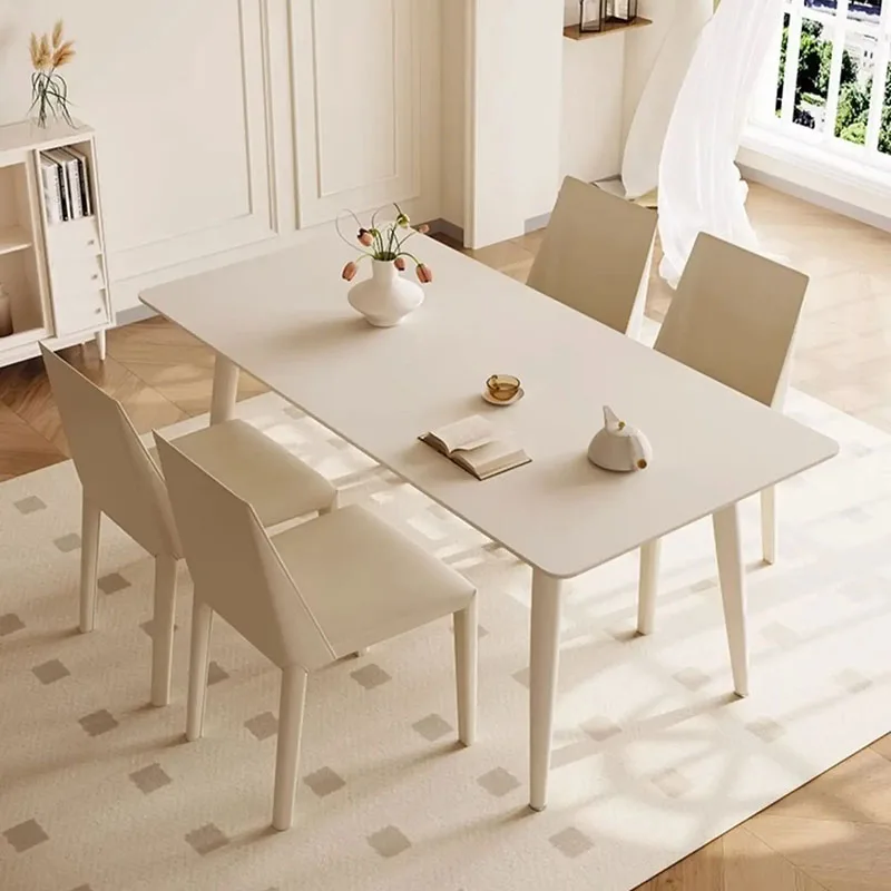 Modern Restaurant Dining Table 4 Chairs Elegant Patio White Trendy Desserts Coffee Table Outdoor Kitchen Salontafel Room Decor
