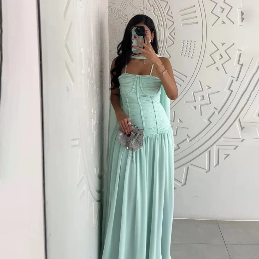 맞춤형 A라인 이브닝 드레스 화려한 쉬폰 프롬 드레스 스트랩리스 공식 행사 민소매 파티 가운 로브 소와레