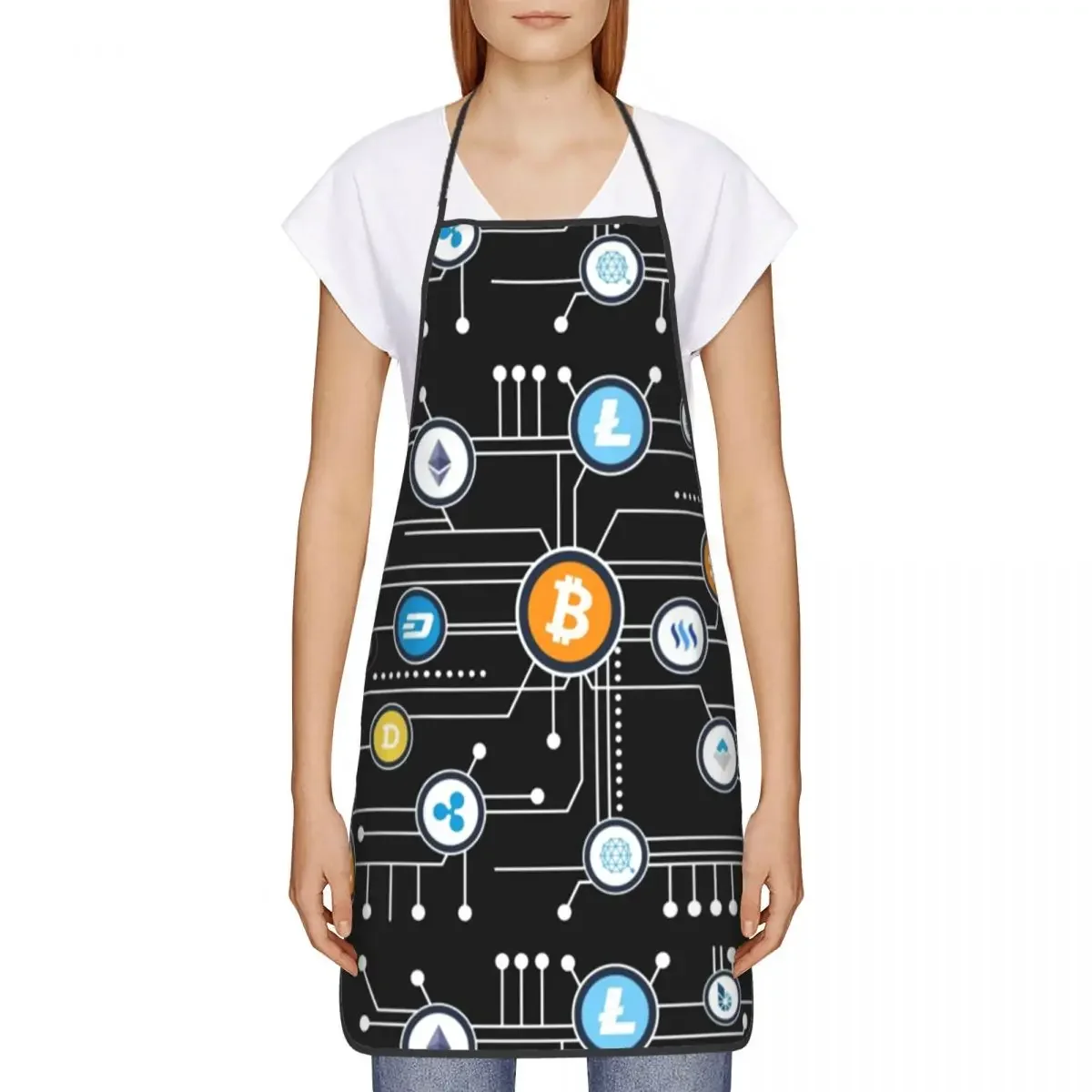 Cryptocurrency Bitcoin Altcoin Blockchain Logo Apron Adult Women Men Chef Tablier Cuisine for Kitchen Cooking Ethereum Baking