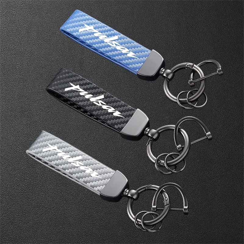 

For Bajaj Pulsar N160 RS200 NS200 NS160 NS125 Pulsar 150 High-Grade Carbon Fiber Patterned Motorcycle Keychain Metal Keyring