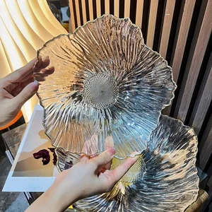 Nampan Buah Kaca Kristal Bunga Gaya Eropa Nampan Teh Minimalis Rumah Tangga Besar Nampan Makanan Ringan Putih Mutiara Gaya Minimalis 6 piring kristal penjualan terbaik - №