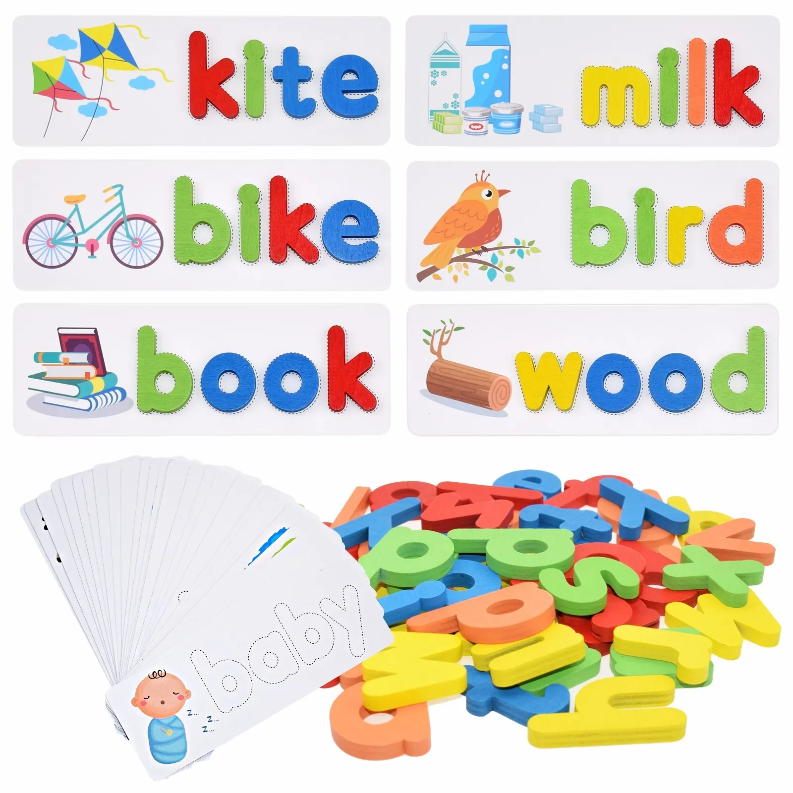 

Montessori Spelling Word Game Wooden Toys Early Learning Jigsaw Letter Alphabet Puzzle Educational Baby Toys for Children