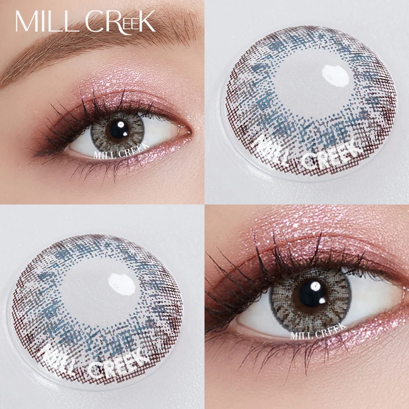 MILL CREEK-lentes de contacto para ojos, lentillas graduadas de colores para miopía, ojos verdes, pupila de belleza, diámetro de 14,5mm, uso anual, 2 uds.