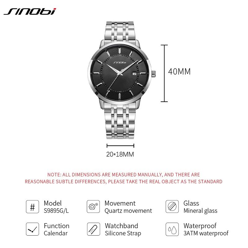 SINOBI Casual Style Men\'s Quartz watches Fashion Design Mans Wristwatches Original Calendar Male Gifts Clock Relogio Masculino