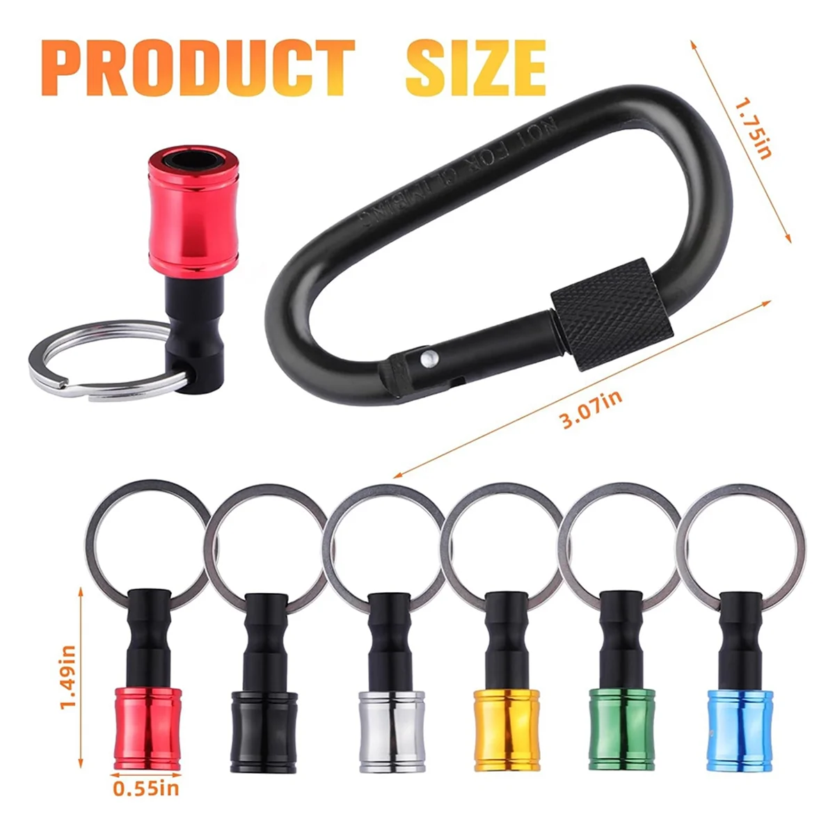 6Pcs Portable Bit Holder Keychain with 105° Multifunction Right Angle Drill,1/4Inch Screwdriver Bits Retainer Carabiner