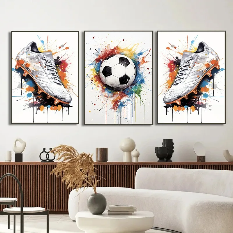 Moda Graffiti scarpe da calcio tela pittura arte Poster moderna Inspirational Wall for Men Boy Bedroom Living Room Home Decor