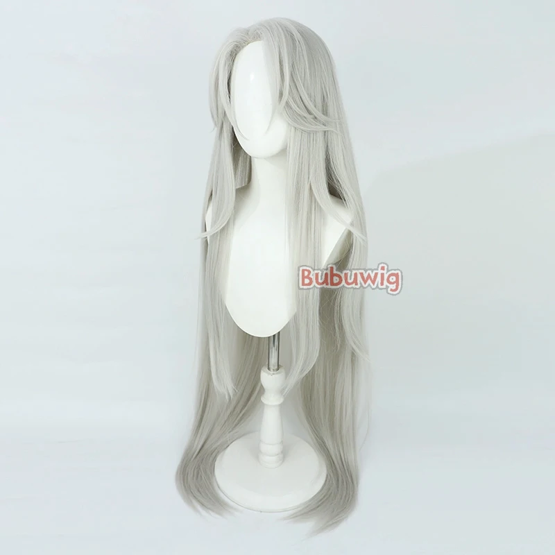 Bubuwig Capelli sintetici Ninety-Nine Parrucche Cosplay Path to Nowhere Ninety-Nine Parrucca lunga diritta grigio argento da 120 cm resistente al calore