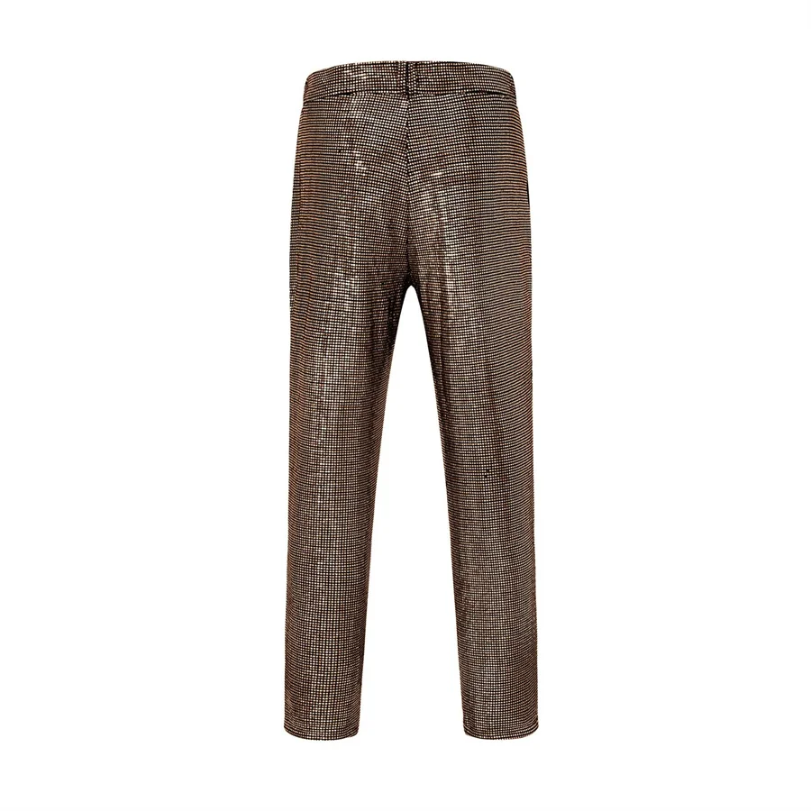 Shiny Gold Suit Pants for Men 2026 New Fashion Sequins Pants Straight Leg Stage Trousers Casual Nightclub Performance Costume