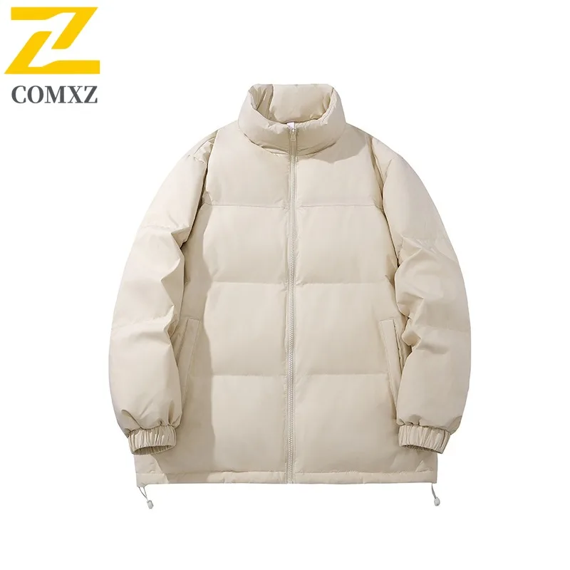 COMXZ Men Padded Jacket Warm Comfortable Stand Collar Snow Travel Windproof Loose Ski Bread Jacket Fashion Street Winter Jacket