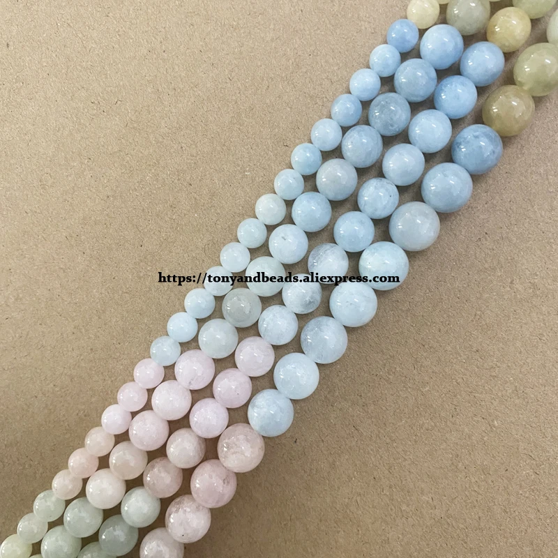 Semi-precious Stones AA Quality Rainbow Color Morganite Stone Round Loose Beads 6 8 10 MM Pick Size For Jewelry Making DIY