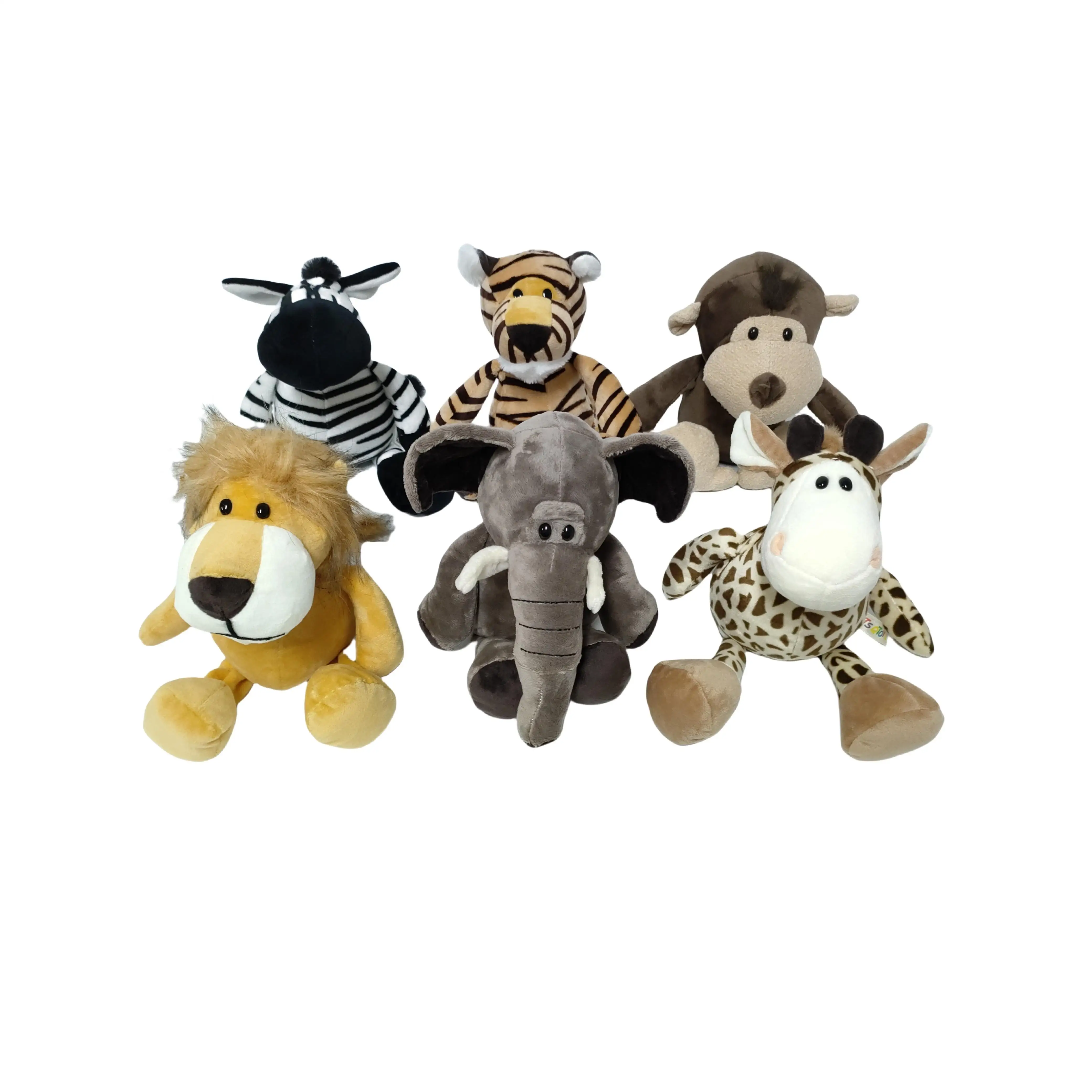 

Набор плюшевых игрушек с животными из 6 предметов, лев, слон, зебра, жираф, лучший подарок на День Благодарения, Рождество