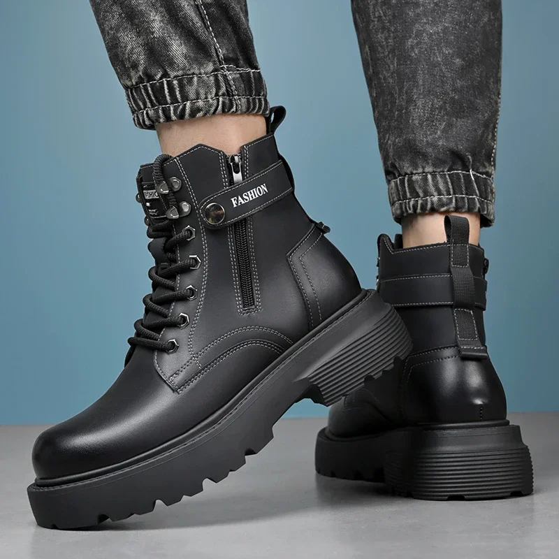 

High Quality Men Shoes British Men Short Boots Designer Mens Motorcycle Boot Outdoor Wear-resistant Workwear Boots for Men Botas