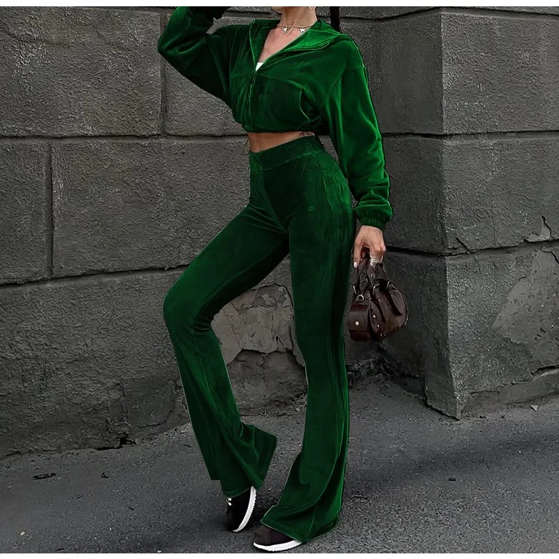 

2 Piece Sets Womens Fall 2025 Tracksuit Slim Fit Outfit Streetwear Solid Casual Slim Fit Zip Up Hoodie Jacket Sweatpants Suit