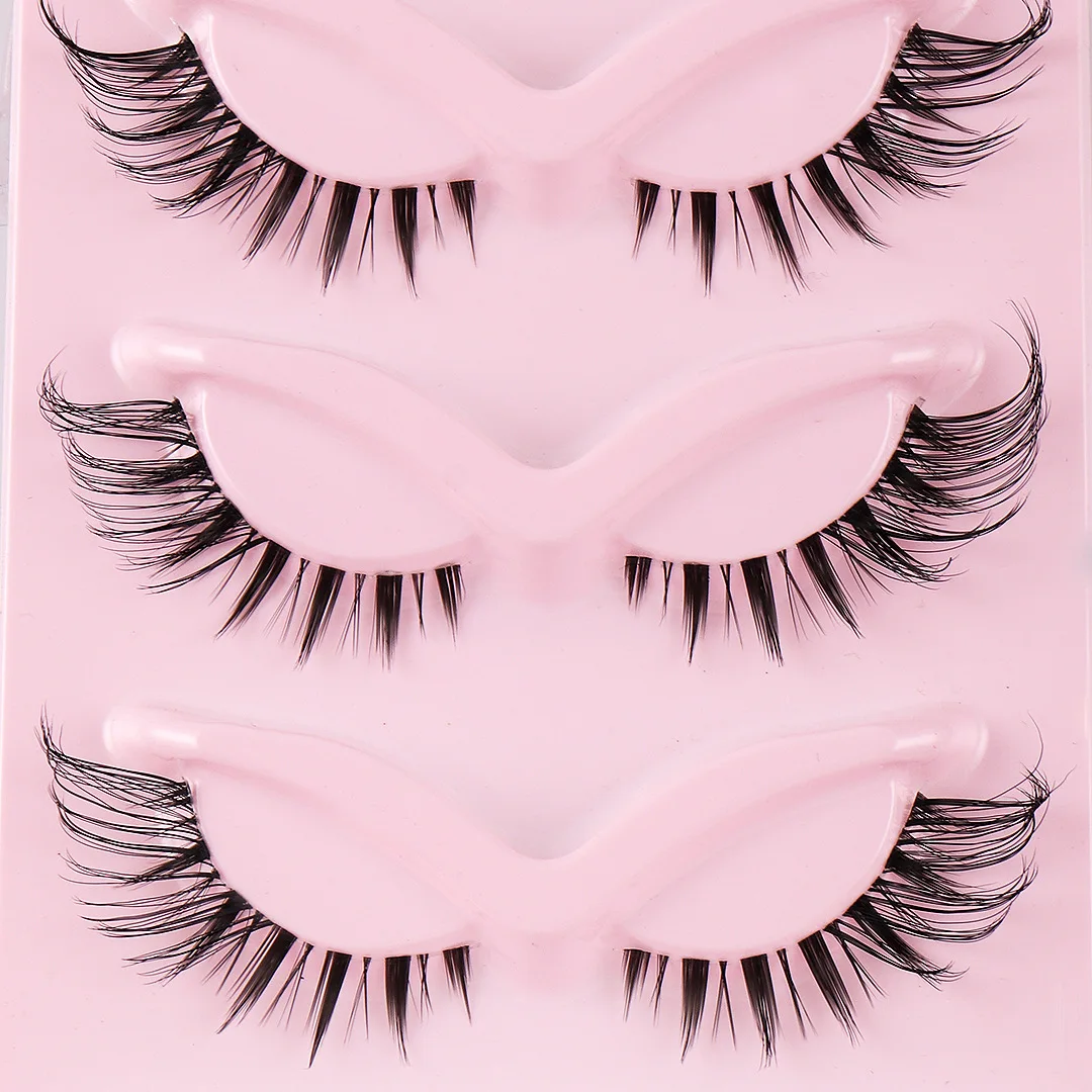 5 Pairs Slanted Flying Fox Style False Eyelashes Natural Dense Simulated Cat Eyelashes for Enhanced Eye Look