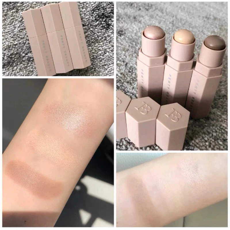 บรอนเซอร์เมคอัพสำหรับใบหน้าบรอนเซอร์คอนซีลเลอร์ Rias wajah highlighter ติดทนนานเครื่องสำอางเพิ่มความสดใสให้ใบหน้า