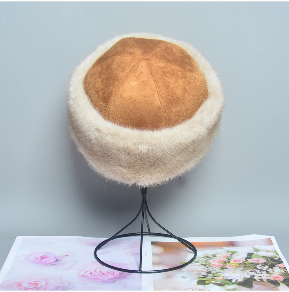 Ushanka Hat New False Brand Caps False Mink Fur Hats For Women Warm Russian Winter Hat For Women Luxurious False Mink Fur Cap