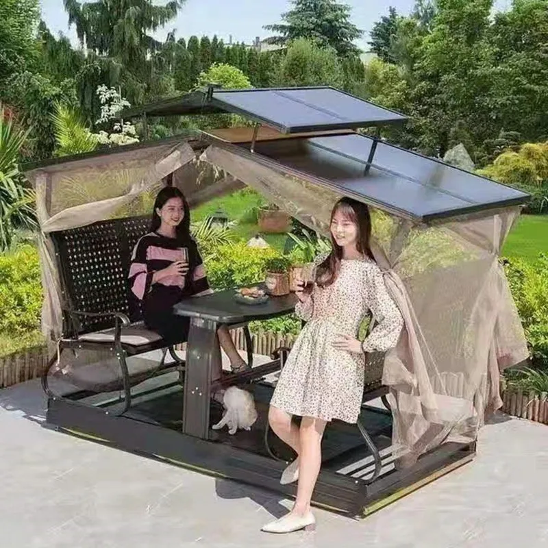 Outdoor swing hanging chair power chair four people rocking chair outdoor wrought iron swing patio balcony swing rocking