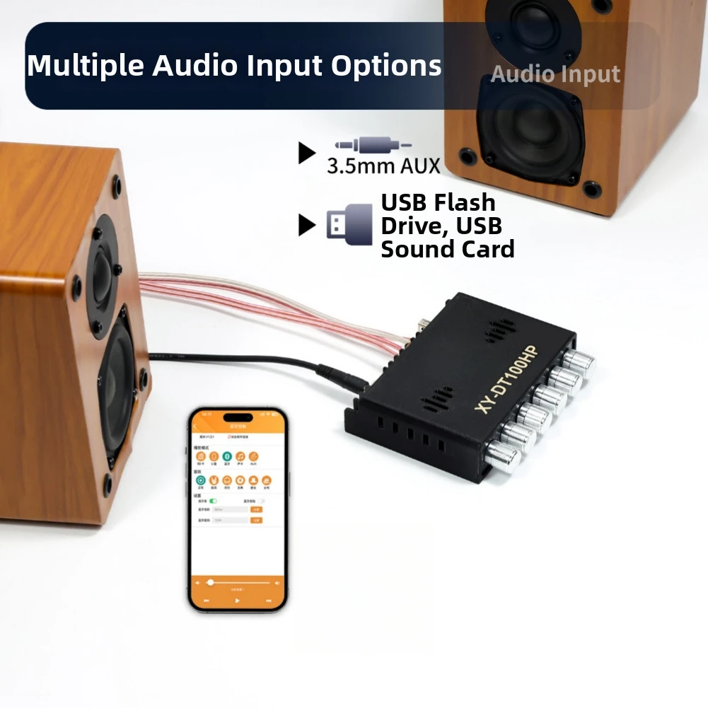 DT100HP 2.1-Channel Digital Power Amp Module 50Wx2+100W Versatile For Audio Inputs USB AUX USB For Sound Card Rotary Control