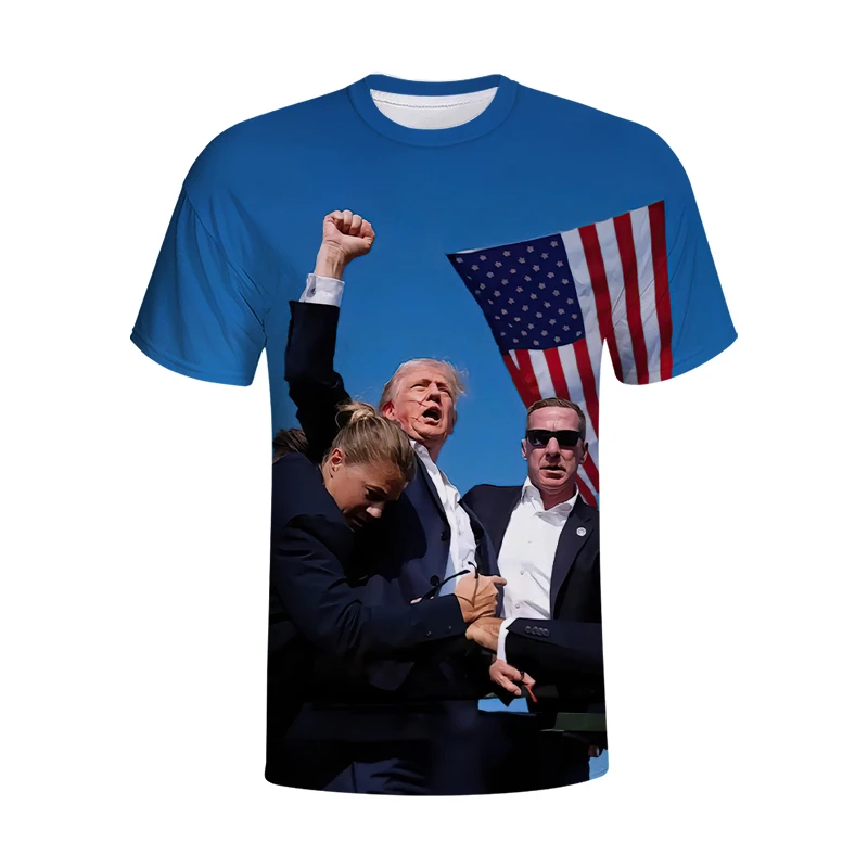 

2024 Donald Trump President Graphic T Shirt Men Clothing 3D America Flag T Shirts US Streetwear Fans Tee Shirts USA Women Tees