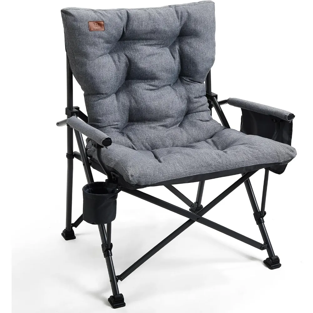 Oversized Folding Camping Chair - Heavy Duty, Portable, Collapsible, Side Pockets, 500lbs Support, Outdoor Use