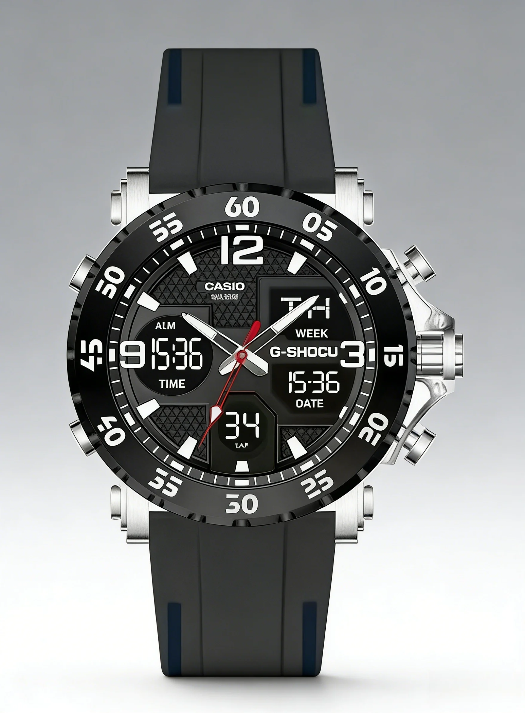 CAIAS Multi functional Electronic Watch Large Dial Silicone Tape Men's Sports Watch