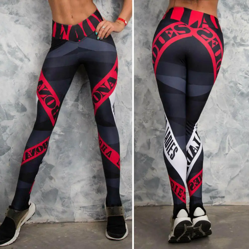 

Women Leggings Letter Print High Waist Sweat Absorption Skinny Soft Ankle Length Elastic Waist Lady Yoga Pants Women Clothing