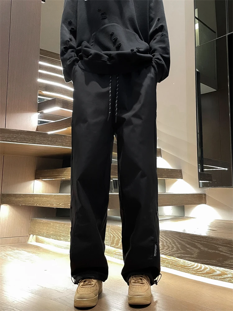 American Style Men's Outdoor Windproof Waterproof Fleece Lined Thick Skiing Pants Autumn Winter Three Proof Workwear Trousers