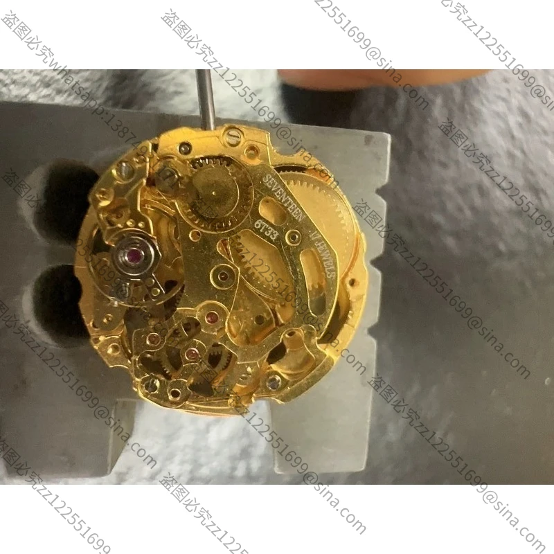 Suitable for Watch Movement Accessories Original 6T33 Hollow Hand Chain Three-pin Movement Gold