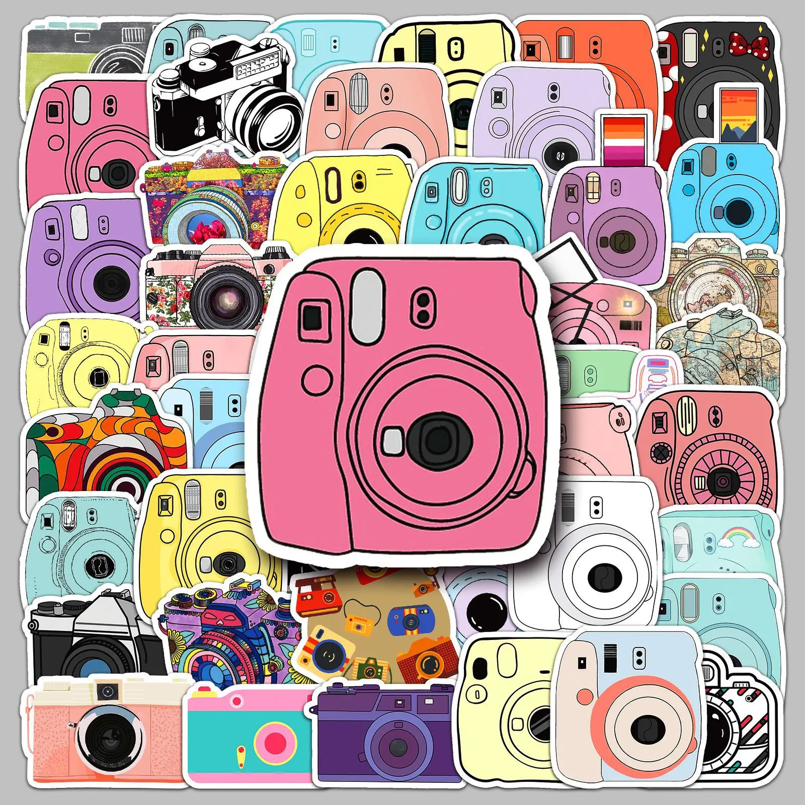 50pcs Cartoon Retro Camera Series Graffiti Stickers Suitable for Helmet Desktop Wall Decoration DIY Sticker Pack Wholesale