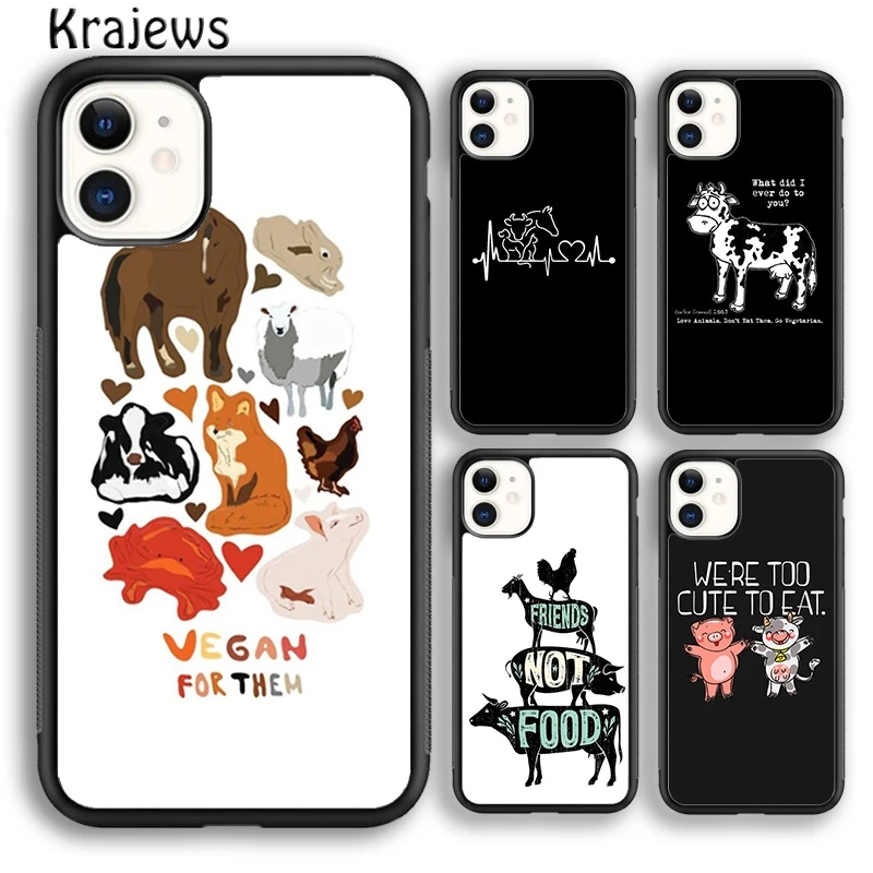 Krajews Vegan Vegetarians Animal Love Quotes Phone Case For iPhone 16 15 SE2020 14 6 7 8 plus 11 12 13 pro max coque Fundas