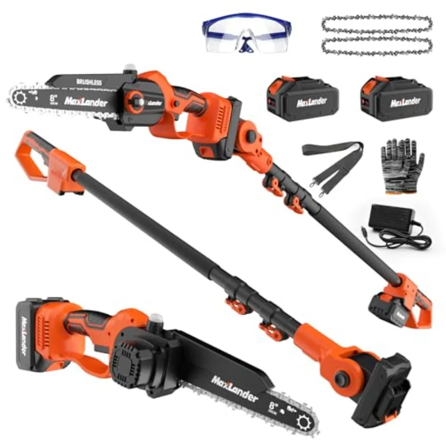 

Аккумуляторная высоторезка 2-в-1 и 8-дюймовая бесщеточная цепная пила 20В, электрические высоторезы для обрезки деревьев, работающие от аккумулятора