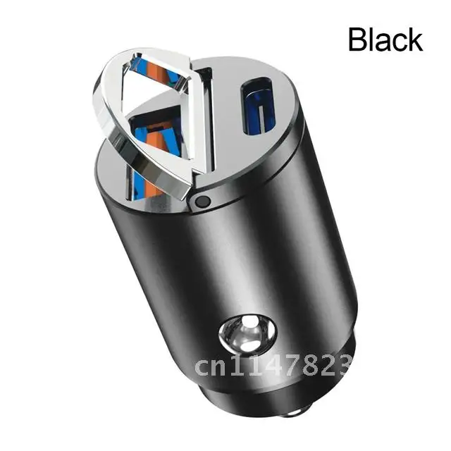 Stealth Mini Car Adapter QC 4.0 3.0 Quick Charge Type C PD Charger 30W PD+QC/PD+PD Car Charger For iPhone 12 13 Huawei Xiaomi