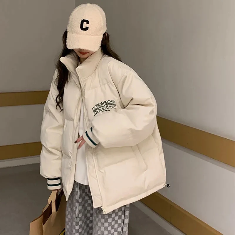 

Winter Women Warm Shorts Thick Parkas Korean Fashion Solid Loose Casual Coats Harajuku Streetwear Preppy Solid All Match Outwear