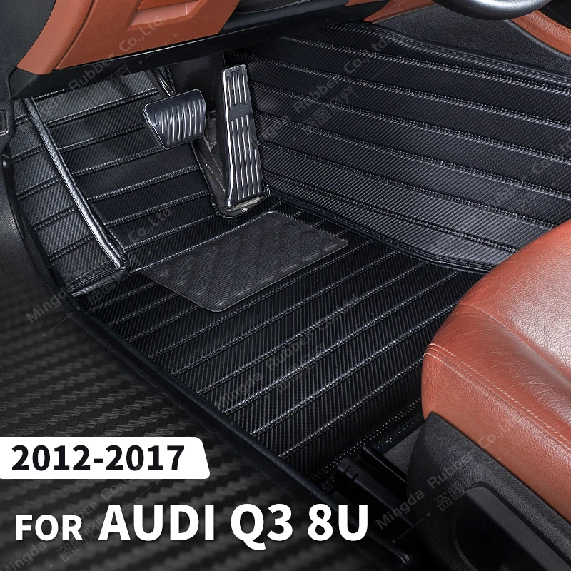 Custom Carbon Fibre style Floor Mats For AUDI Q3 8U 2012-2017 13 14 15 16 Foot Carpet Cover Automobile Interior Accessories