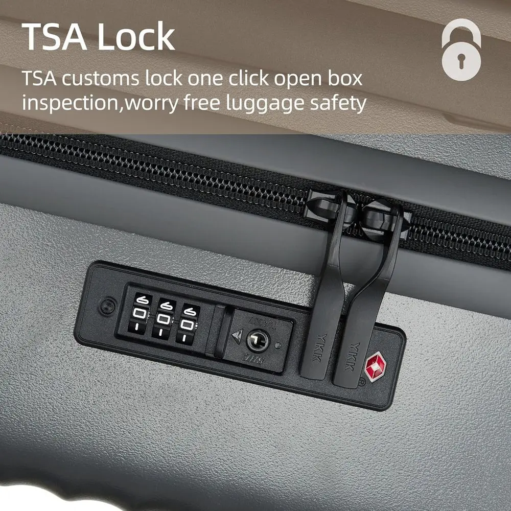 20 Airline-Approved Hard Shell Spinner Suitcase with TSA Lock, 22x14x9, Grey