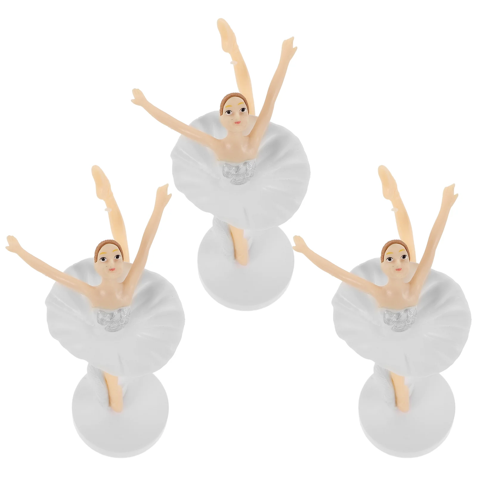 

3 Pcs Cake Decoration Happy Birthday Topper Girl Dancing Statue Ballet Dancer Decorations Supplies Figure Toppers Decorate