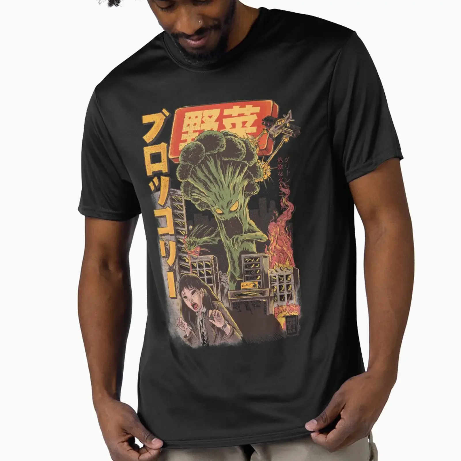 THE BROCCOZILLA designed and sold by Ilustrata vintage Washed fashion Slightly homme Stretched designer clothes Breathable