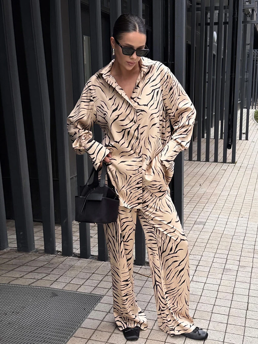 

Marthaqiqi Winter Ladies Nightgowns Set Sexy Turn-Down Collar Sleepwear Long Sleeve Pajamas Pants Casual Female Nightwear Suits