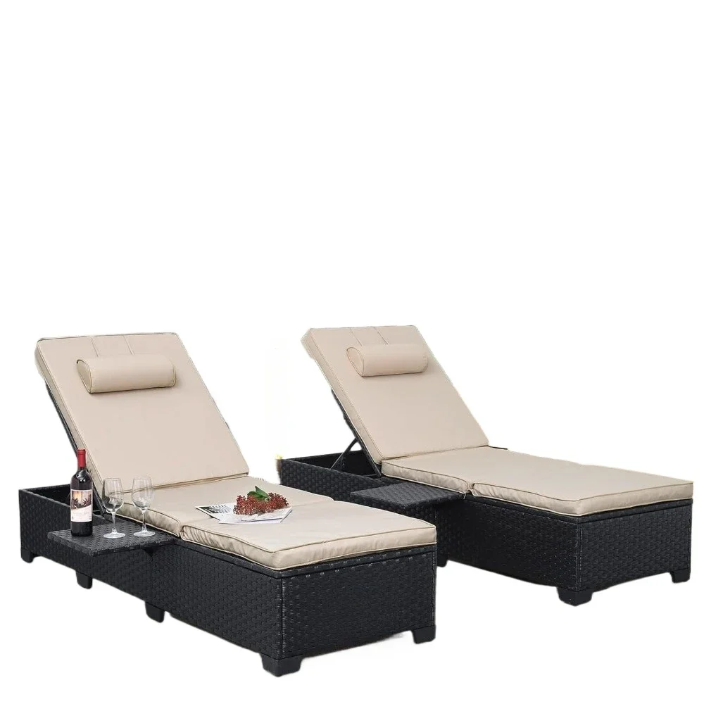 Outdoor Chaise Lounge Chairs Patio Reclining Chair Adjustable Backrest Pool Sunbathing Recliners